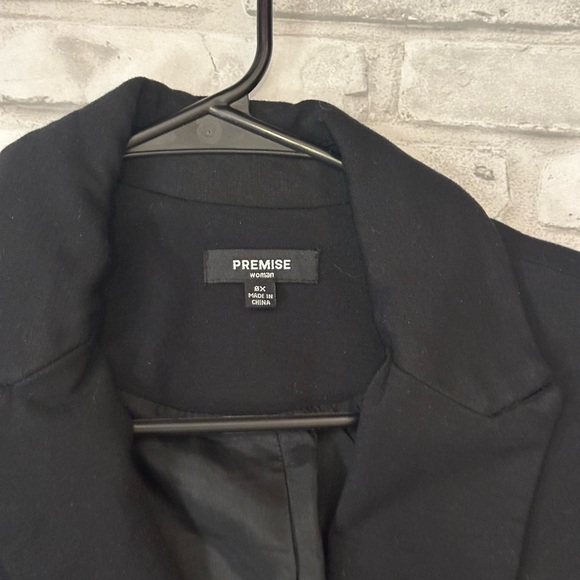 Premise Women's Black Blazer with Leather Accents - Picture 4 of 5
